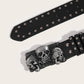 Men's Skull Buckle Punk Belt – Black Studded Y2K