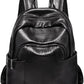 Women's Black Leather-Style Backpack Handbag with Top Handle and Anti-Theft Pocket