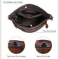 Women's Coffee Vegetable-Tanned Leather Crossbody Satchel with 3 Top Zippers