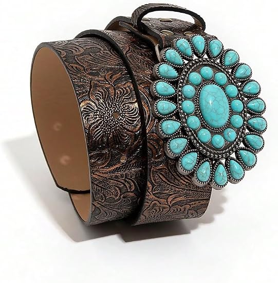Women's Vintage Turquoise Buckle Waist Belt