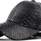 Black Snakeskin Pattern PU Leather Baseball Cap with Adjustable Buckle Strap | BeltNBuckles