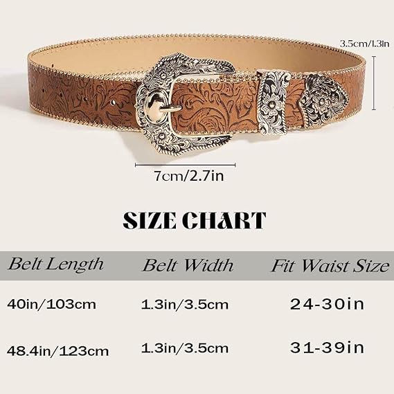 Women's Brown Cowgirl Country Leather Belt