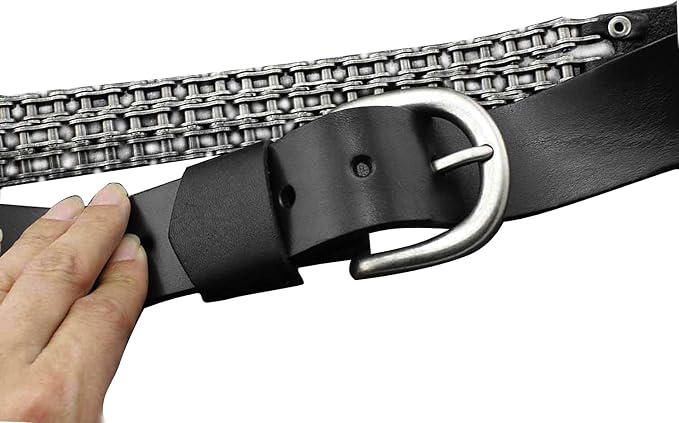 Men's Heavy Motorcycle Chain Leather Belt – Biker Rocker