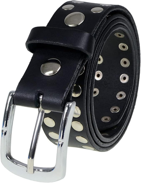 Men's Studded Biker Leather Belt – Interchangeable Buckle