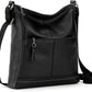 Women's Tobacco Floral Embossed Leather Crossbody Bag with Adjustable Strap