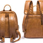 Women's Black Leather-Style Backpack Handbag with Top Handle and Anti-Theft Pocket