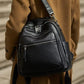 Women's Black Genuine Pebbled Leather Convertible Backpack Purse with Anti-Theft Pocket | BeltNBuckles
