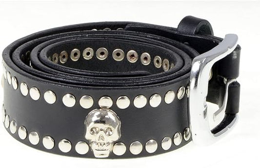Men's Studs & Skulls Biker Leather Belt