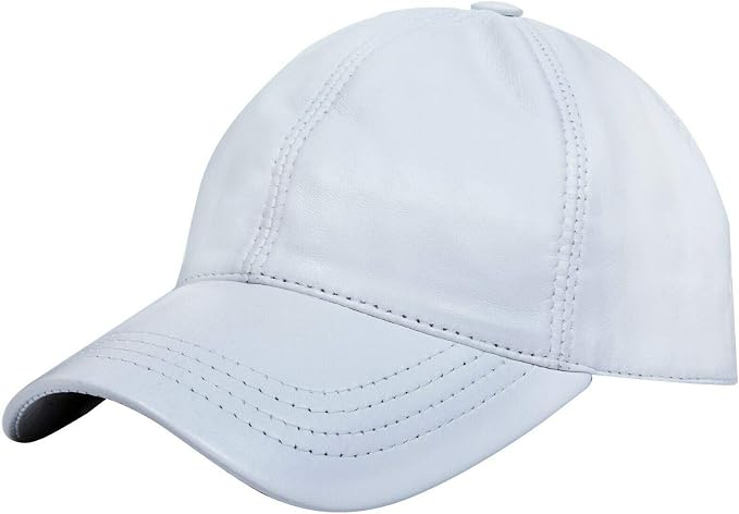 Burgundy Genuine Nappa Leather Baseball Cap with Adjustable Strap and Curved Visor