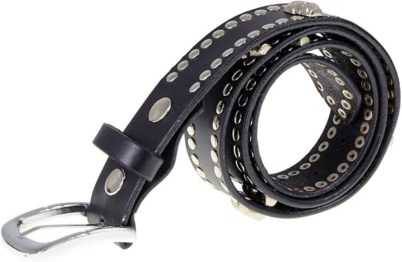 Men's Studs & Skulls Biker Leather Belt