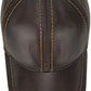 Brown Genuine Cowhide Leather Baseball Cap with Adjustable Metal Buckle, Unisex