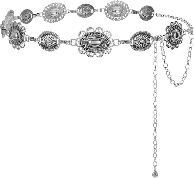 Women's Western Metal Concho Chain Belt – 3 Colors