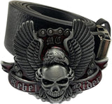 Rebel Biker Motorcycle Chain Skull & Eagle Belt Buckle, 40mm