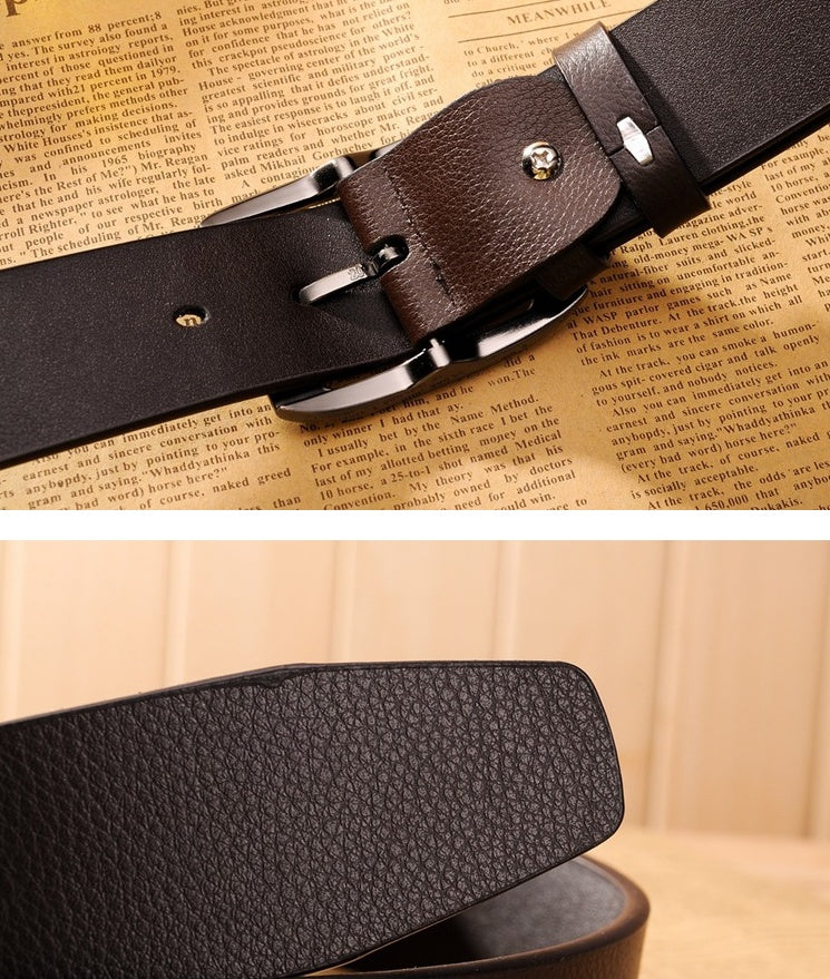 Men’s Luxury Cowhide Leather Belt – Pin Buckle