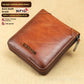 Men’s Short Leather Wallet – Anti-theft RFID Zipper Multifunctional