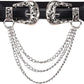 Women's Vintage Chain Leather Belt – Double Buckle