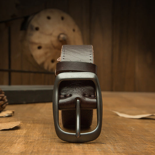Genuine Leather Retro Pin Buckle Belt for Men