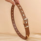 Women's Studded Punk Western Leather Belt – Adjustable Waist for Jeans & Dresses