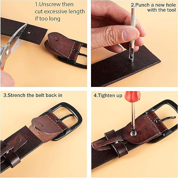 Genuine Leather Western Cowboy Belt – Engraved Buckle