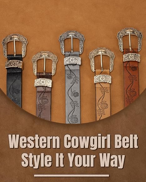 Women's Cowgirl Belt 2-Pack – Engraved Buckle
