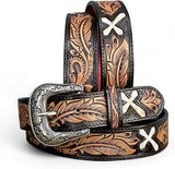 Men's Western Belt with Fur Detail – Full Grain Leather