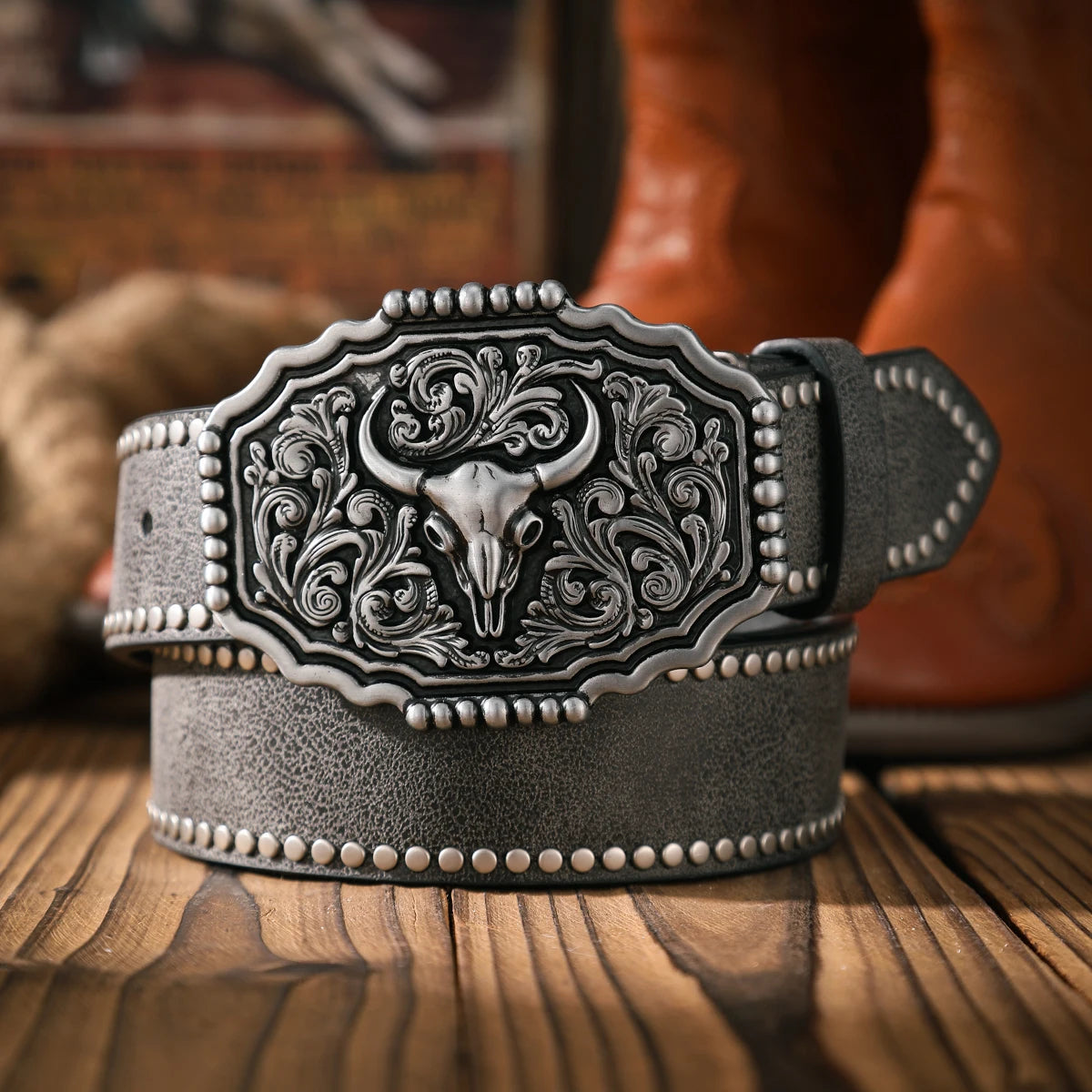 Retro Western PU Leather Belt for Men & Women with Metal Buckle