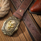Unisex Vintage PU Leather Western Belt with Alloy Buckle