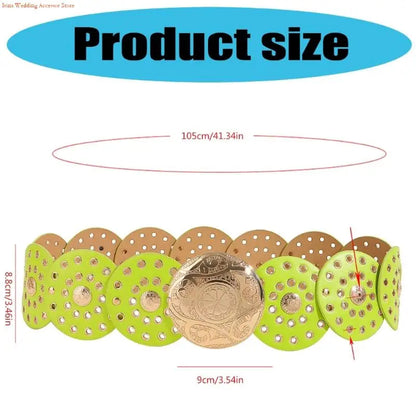 Women's Colorful Disc Western Belt - Vintage PU Leather Dopamine Style