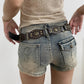 Western Cowgirl Belt for Women - Retro Y2K Spliced Round Buckle Jeans