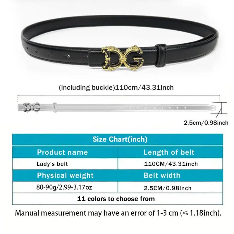 Women's Western Leather Belt with Alloy Letter Buckle for Jeans, Pants & Dresses