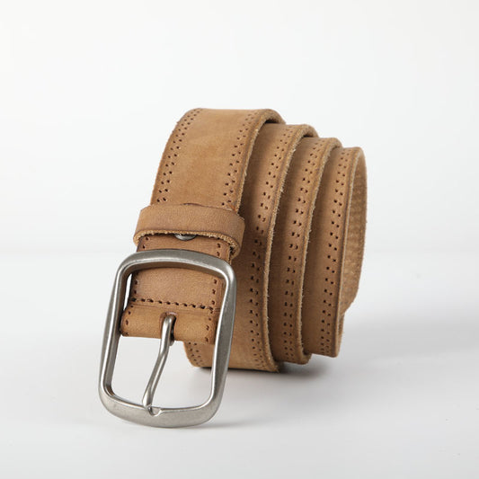 Distressed Soft Cowhide Men’s Retro Leather Belt