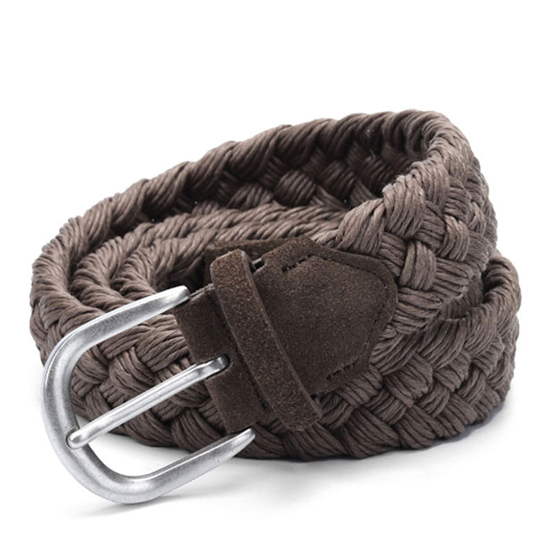 Men’s Suede Woven Canvas Golf Belt with Alloy Square Buckle