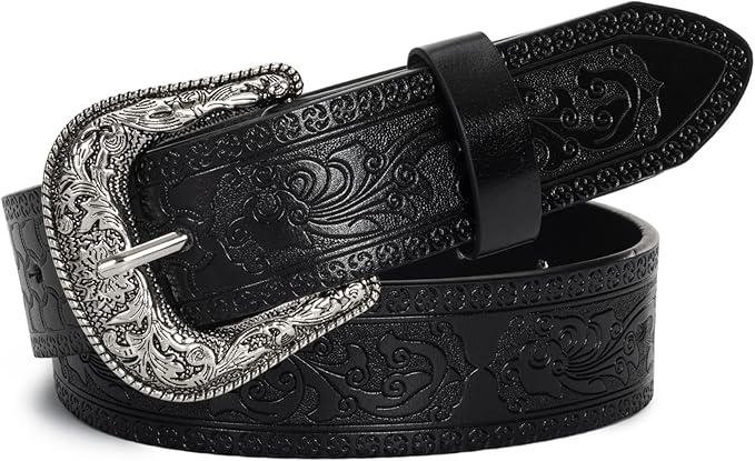 Women's Vintage Carved Buckle Belt – Turquoise Beads