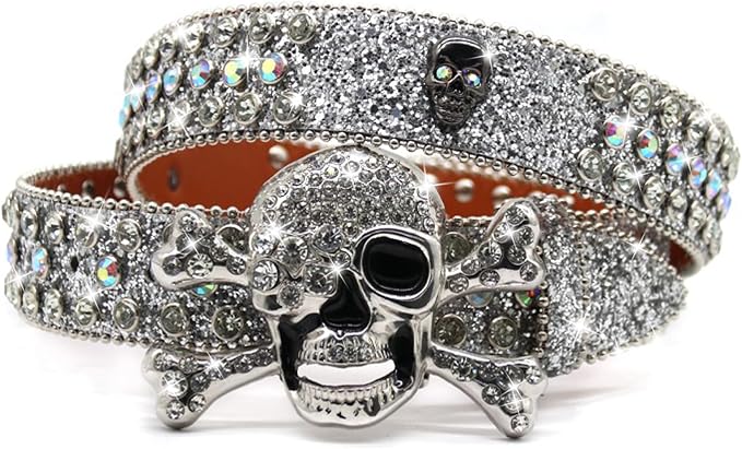 Unisex Rhinestone Skull Belt – Punk Y2K Bling