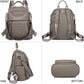 Women's Grey Full Grain Cowhide Leather Convertible Backpack Purse | BeltNBuckles