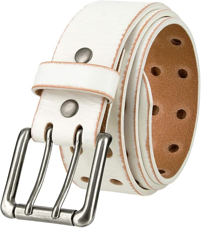 Men's Double Prong Roller Buckle Biker Belt – Full Grain