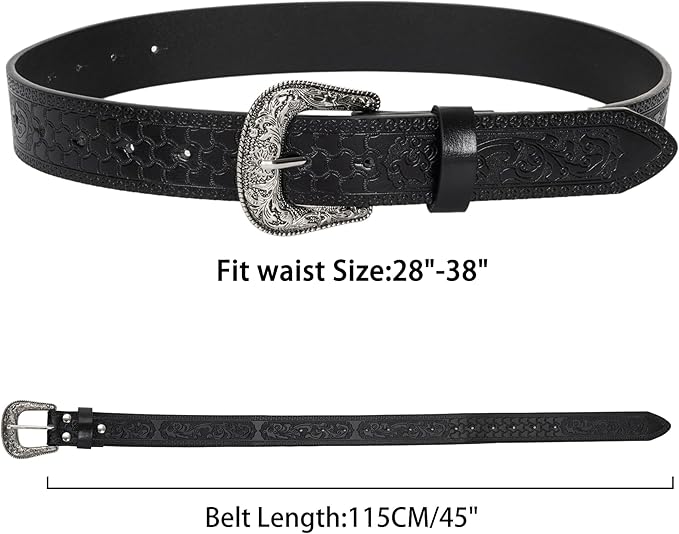 Women's Vintage Carved Buckle Belt – Turquoise Beads