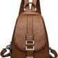 Women's Wine Red Soft Genuine Leather Mini Backpack Purse with Chain Detail