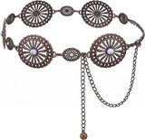Silver Gold Embossed Concho Belt - Western Chain Belt
