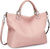 Women's Black Top Grain Pebbled Leather Tote Satchel for 13 Inch Laptops