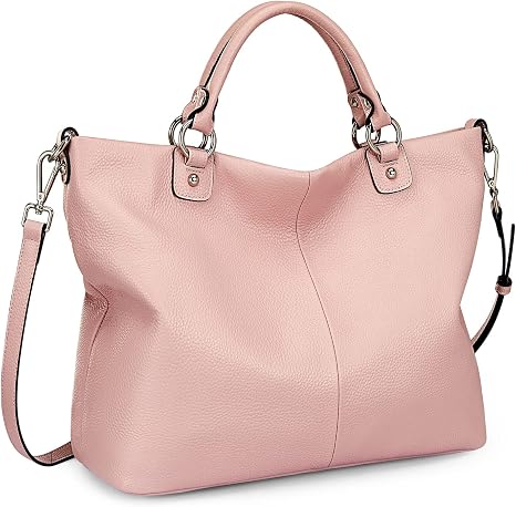 Women's Black Top Grain Pebbled Leather Tote Satchel for 13 Inch Laptops