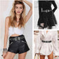 Unisex Grommet Punk Belt with Detachable Chain