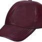 Burgundy Genuine Nappa Leather Baseball Cap with Adjustable Strap and Curved Visor
