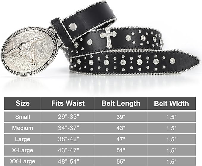 Unisex Punk Cowboy Belt – Western Bull Buckle