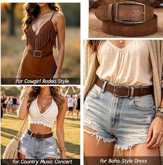 Women's Vintage Metal Buckle Leather Belt