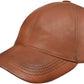 Burgundy Genuine Nappa Leather Baseball Cap with Adjustable Strap and Curved Visor
