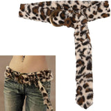 Women's Plush Animal Print Western Waist Belt - Adjustable Furry Leopard Cincher