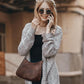 Women's Coffee Brown Vegan Leather Crossbody Shoulder Bag with Adjustable Strap