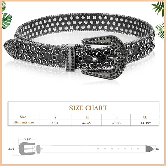 Unisex JASGOOD Rhinestone Studded Western Belt