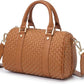 Women's Black Checkered Woven Vegan Leather Mini Satchel Crossbody Bag